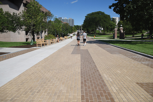 The University Place promenade is a pedestrian walkway on University Place.