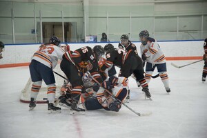 Syracuse gave up two late goals on Friday night at Tennity Ice Pavilion. RIT came back to tie the game at 2-2.